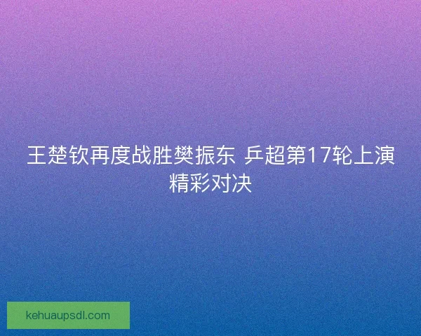 王楚钦再度战胜樊振东 乒超第17轮上演精彩对决