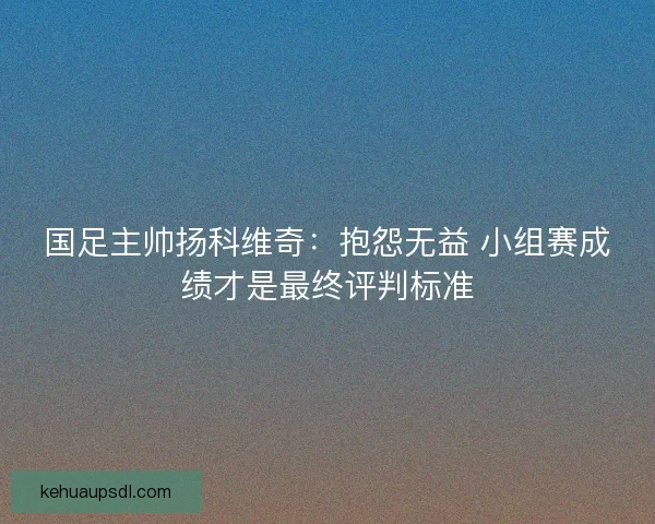 国足主帅扬科维奇：抱怨无益 小组赛成绩才是最终评判标准