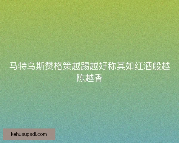 马特乌斯赞格策越踢越好称其如红酒般越陈越香