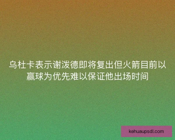 乌杜卡表示谢泼德即将复出但火箭目前以赢球为优先难以保证他出场时间